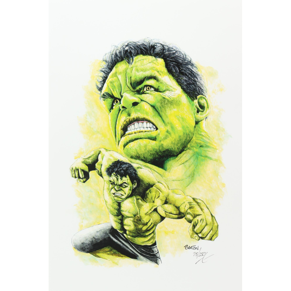 "The Incredible Hulk" Marvel 12x18 LE Lithograph By Brian Barton #/250 (PA) at PristineAuction.com