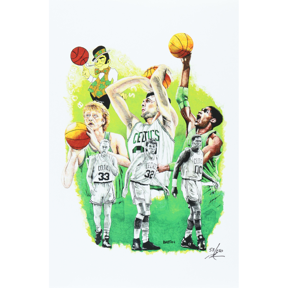 "The Big Three" Celtics LE 12x18 Lithograph by Brian Barton #/250 (PA) at PristineAuction.com