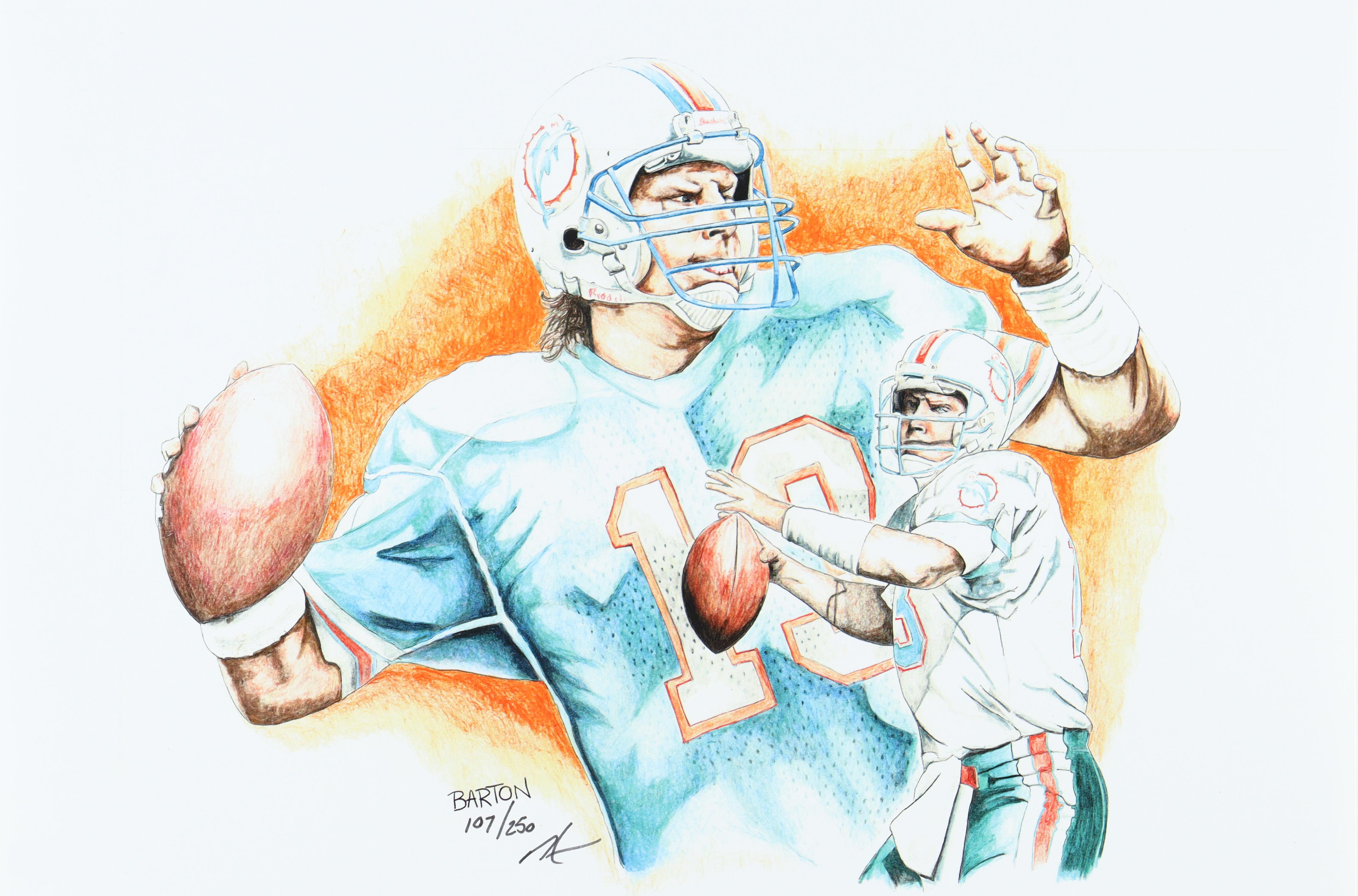 "Dan Marino" Dolphins LE 12x18 Lithograph by Brian Barton #/250 (PA) at PristineAuction.com "Dan Marino" Dolphins LE 12x18 Lithograph by Brian Barton #/250 (PA) at PristineAuction.com