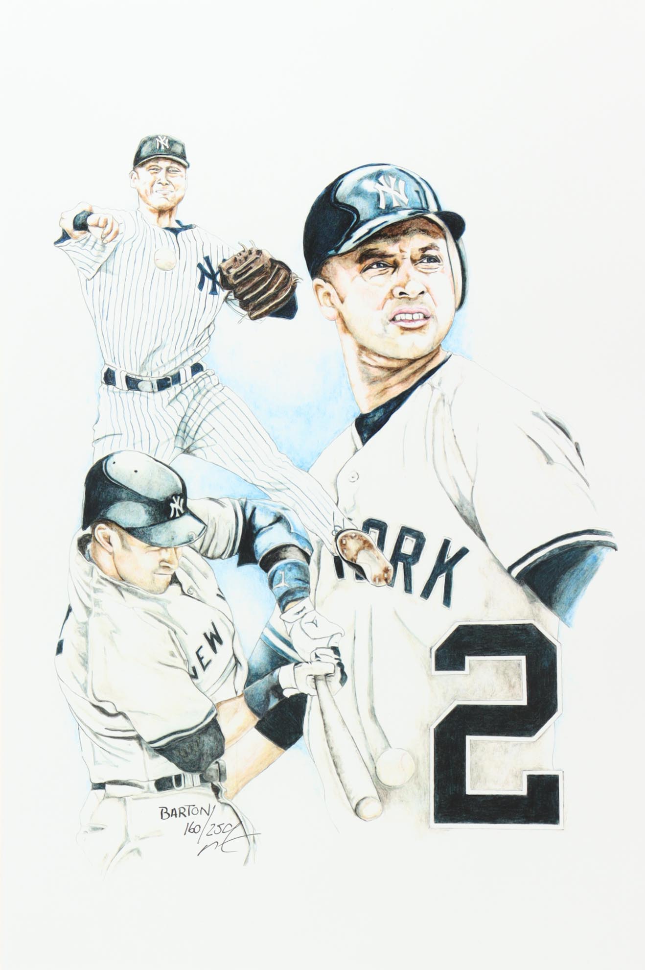 "Derek Jeter" Yankees LE 12x18 Lithograph By Brian Barton #/250 (PA) at PristineAuction.com "Derek Jeter" Yankees LE 12x18 Lithograph By Brian Barton #/250 (PA) at PristineAuction.com
