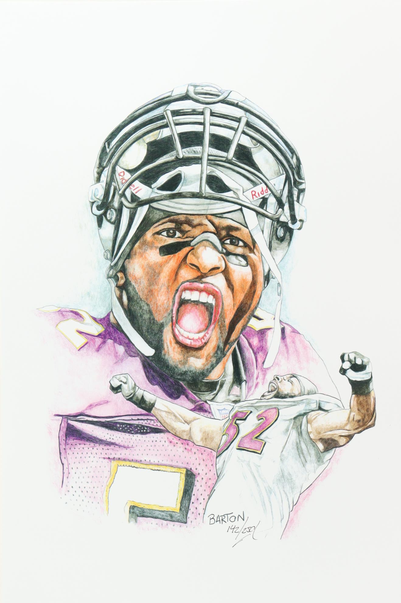 "Ray Lewis" Ravens 12x18 LE Lithograph By Brian Barton #/250 (PA) at PristineAuction.com "Ray Lewis" Ravens 12x18 LE Lithograph By Brian Barton #/250 (PA) at PristineAuction.com