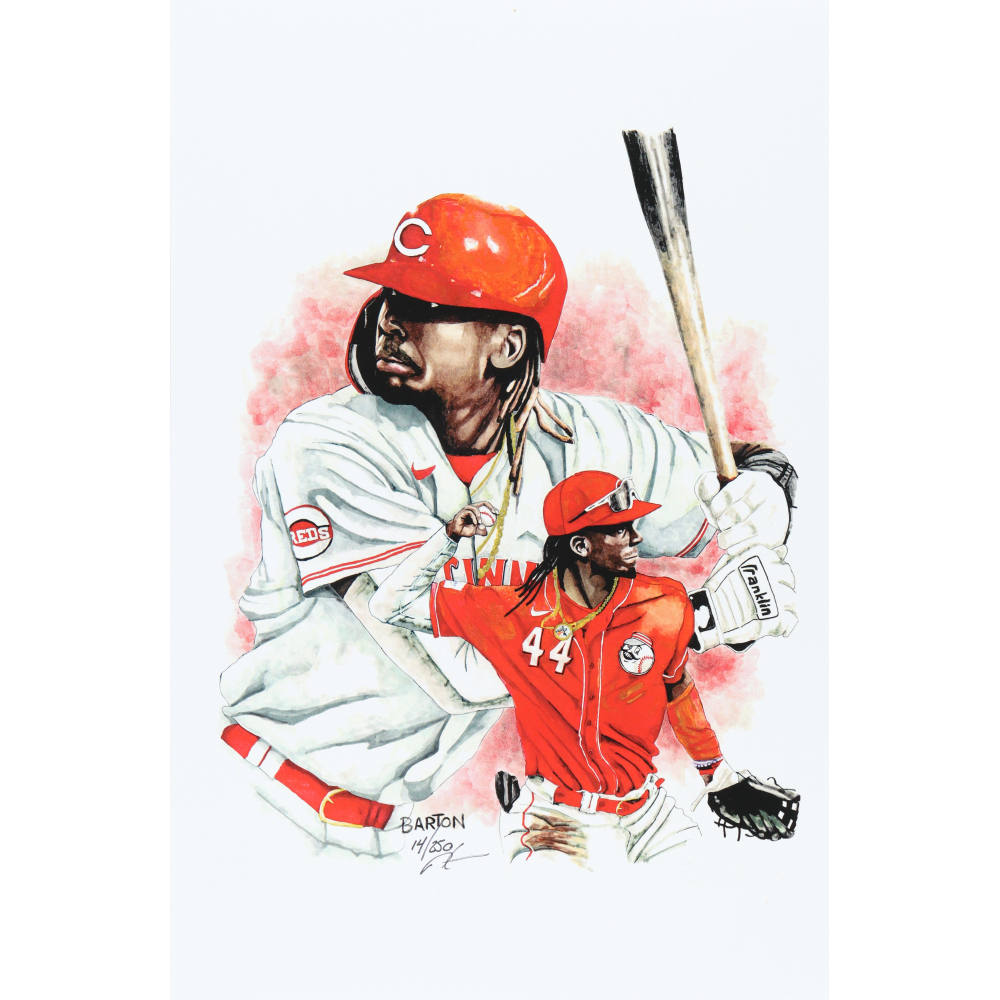 "Elly De La Cruz" Reds LE 12x18 Lithograph By Brian Barton #/250 (PA) at PristineAuction.com