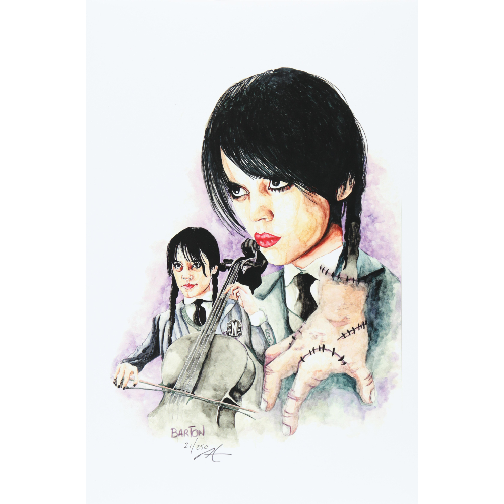 "Wednesday Adams" Wednesday LE 12x18 Lithograph By Brian Barton #/250 (PA) at PristineAuction.com