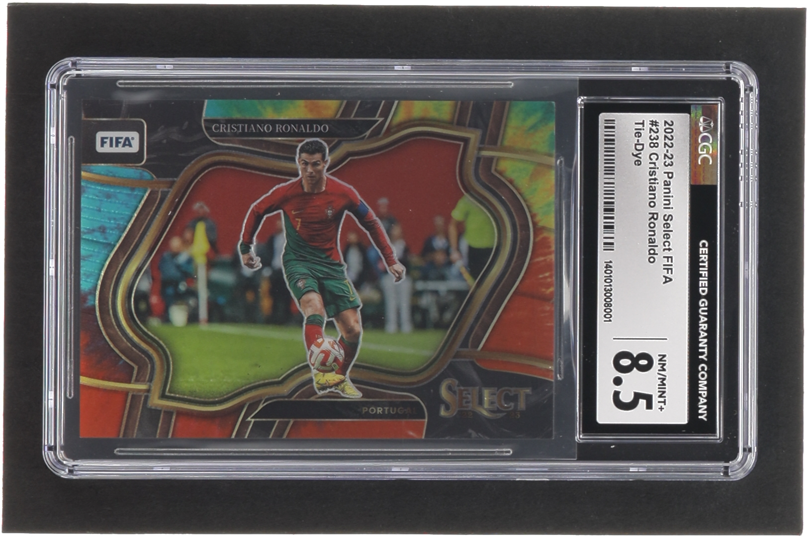 Cristiano Ronaldo 2022-23 Select FIFA Tie-Dye #238 #05/49 (CGC 8.5) at PristineAuction.com Cristiano Ronaldo 2022-23 Select FIFA Tie-Dye #238 #05/49 (CGC 8.5) at PristineAuction.com