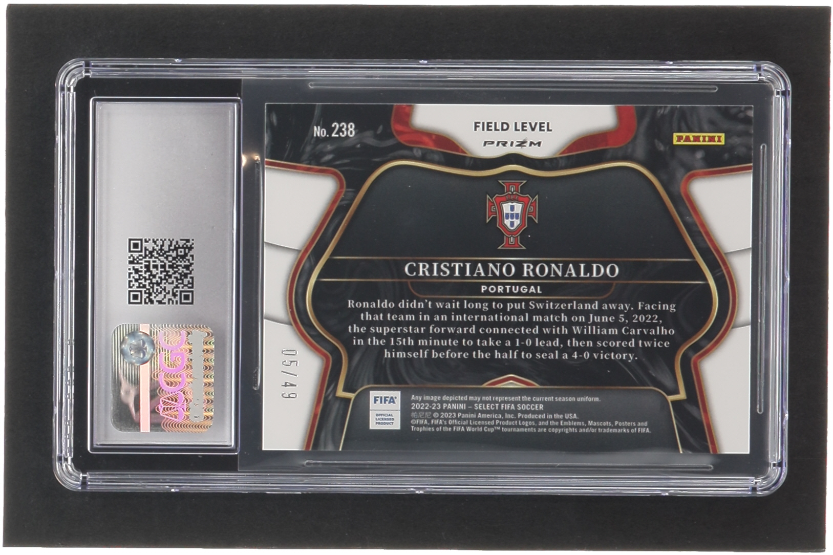 Cristiano Ronaldo 2022-23 Select FIFA Tie-Dye #238 #05/49 (CGC 8.5) at PristineAuction.com Cristiano Ronaldo 2022-23 Select FIFA Tie-Dye #238 #05/49 (CGC 8.5) at PristineAuction.com