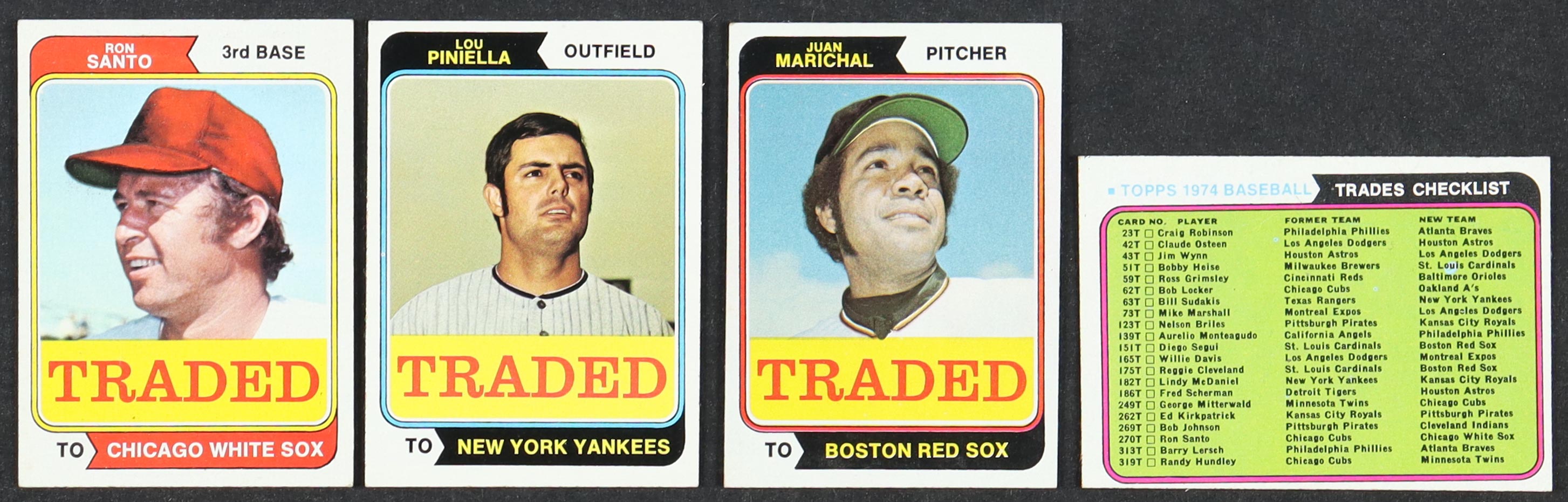 1974 Topps Traded Baseball Complete Set of (44) Cards with Ron Santo #270T, Lou Piniella #390T, Juan Marichal #33T, Traded Checklist #NNO at PristineAuction.com 1974 Topps Traded Baseball Complete Set of (44) Cards with Ron Santo #270T, Lou Piniella #390T, Juan Marichal #33T, Traded Checklist #NNO at PristineAuction.com
