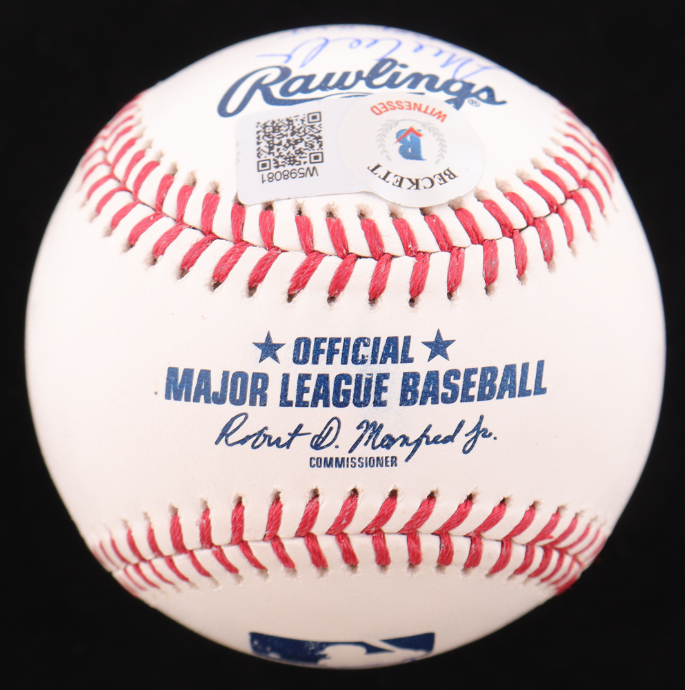 1990s Braves OML Baseball Signed By (5) With Javy Lopez, Rafael Belliard, Dave Justice, Mark Wohlers With Multiple Inscriptions (Beckett) at PristineAuction.com 1990s Braves OML Baseball Signed By (5) With Javy Lopez, Rafael Belliard, Dave Justice, Mark Wohlers With Multiple Inscriptions (Beckett) at PristineAuction.com