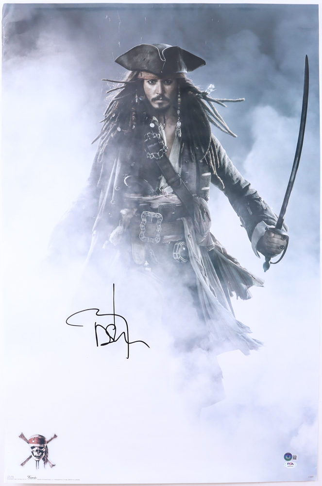 Johnny Depp Signed "Pirates of the Caribbean" 22x34 Movie Poster (PSA & Beckett) at PristineAuction.com Johnny Depp Signed "Pirates of the Caribbean" 22x34 Movie Poster (PSA & Beckett) at PristineAuction.com