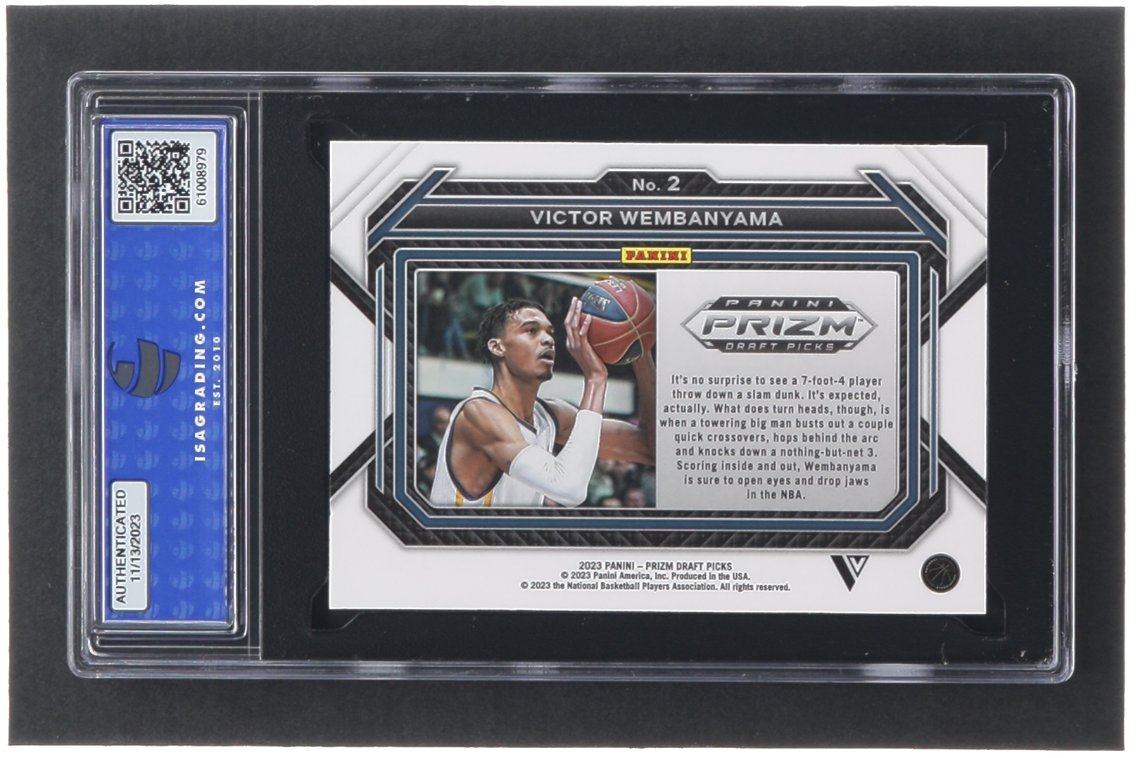 Victor Wembanyama 2023-24 Panini Prizm Draft Picks Variation #2 RC (ISA 9) at PristineAuction.com Victor Wembanyama 2023-24 Panini Prizm Draft Picks Variation #2 RC (ISA 9) at PristineAuction.com