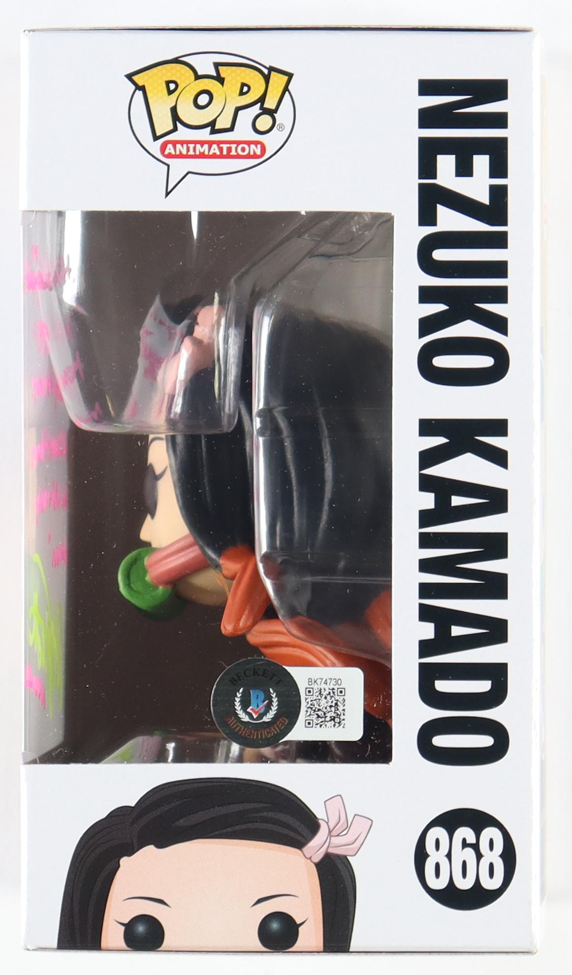 Abby Trott Signed "Demon Slayer" #868 Nezuko Kamado Funko Pop! Vinyl Figure with Extensive Inscription (Beckett) at PristineAuction.com Abby Trott Signed "Demon Slayer" #868 Nezuko Kamado Funko Pop! Vinyl Figure with Extensive Inscription (Beckett) at PristineAuction.com