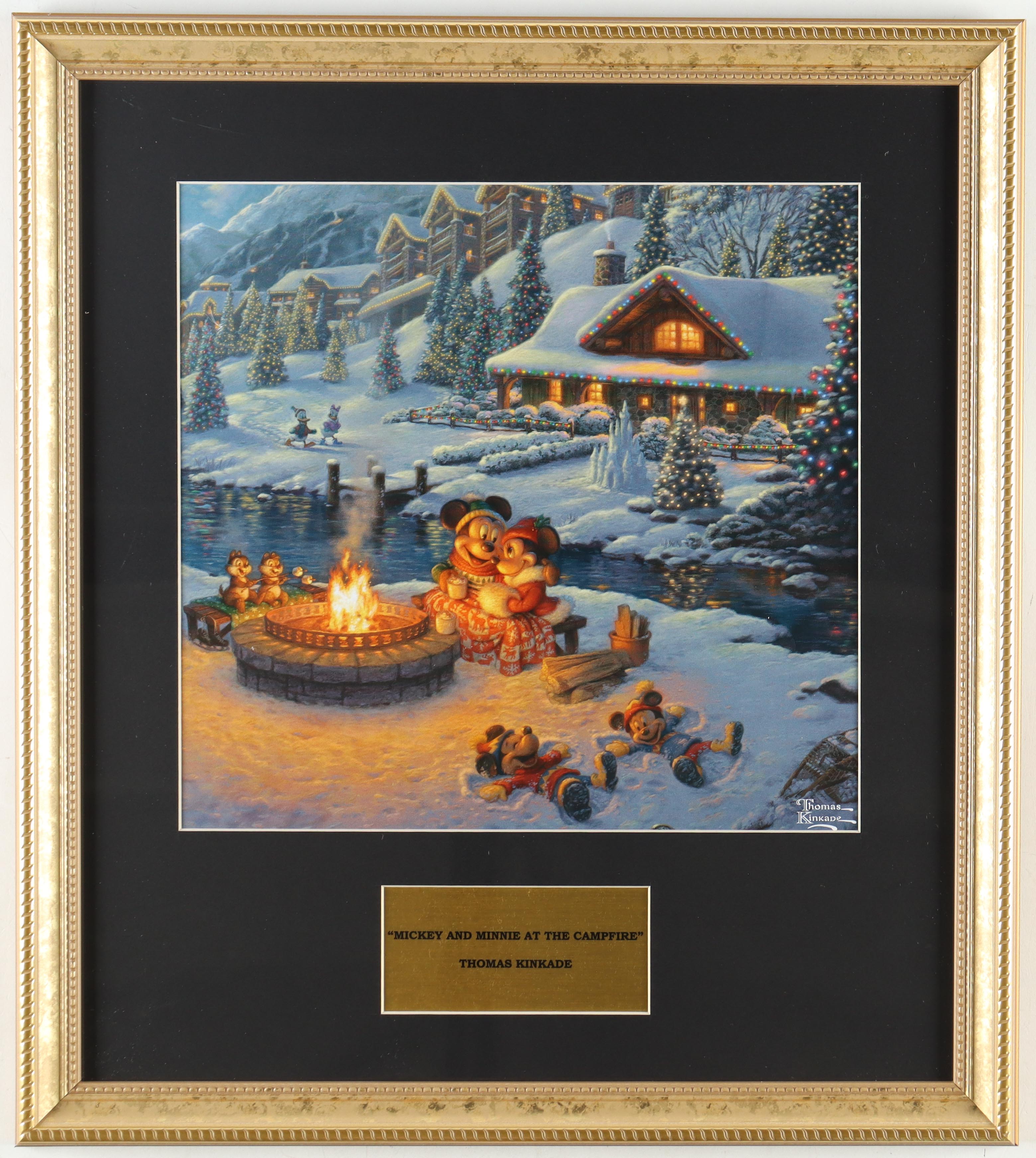 Thomas Kinkade "Mickey & Minnie At The Campfire" Custom Framed Print Display at PristineAuction.com Thomas Kinkade "Mickey & Minnie At The Campfire" Custom Framed Print Display at PristineAuction.com