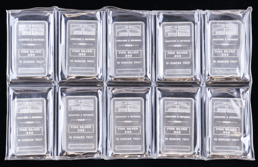 Uncut Sheet of (10) NTR Metals 10 Oz. .999 Fine Silver Bars - 100 Oz. Total at PristineAuction.com Uncut Sheet of (10) NTR Metals 10 Oz. .999 Fine Silver Bars - 100 Oz. Total at PristineAuction.com