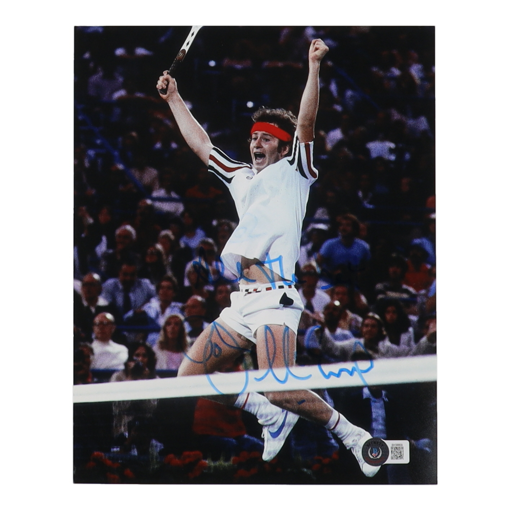 John Mcenroe signed autographed photo Victory celebration COA hologram main image 0