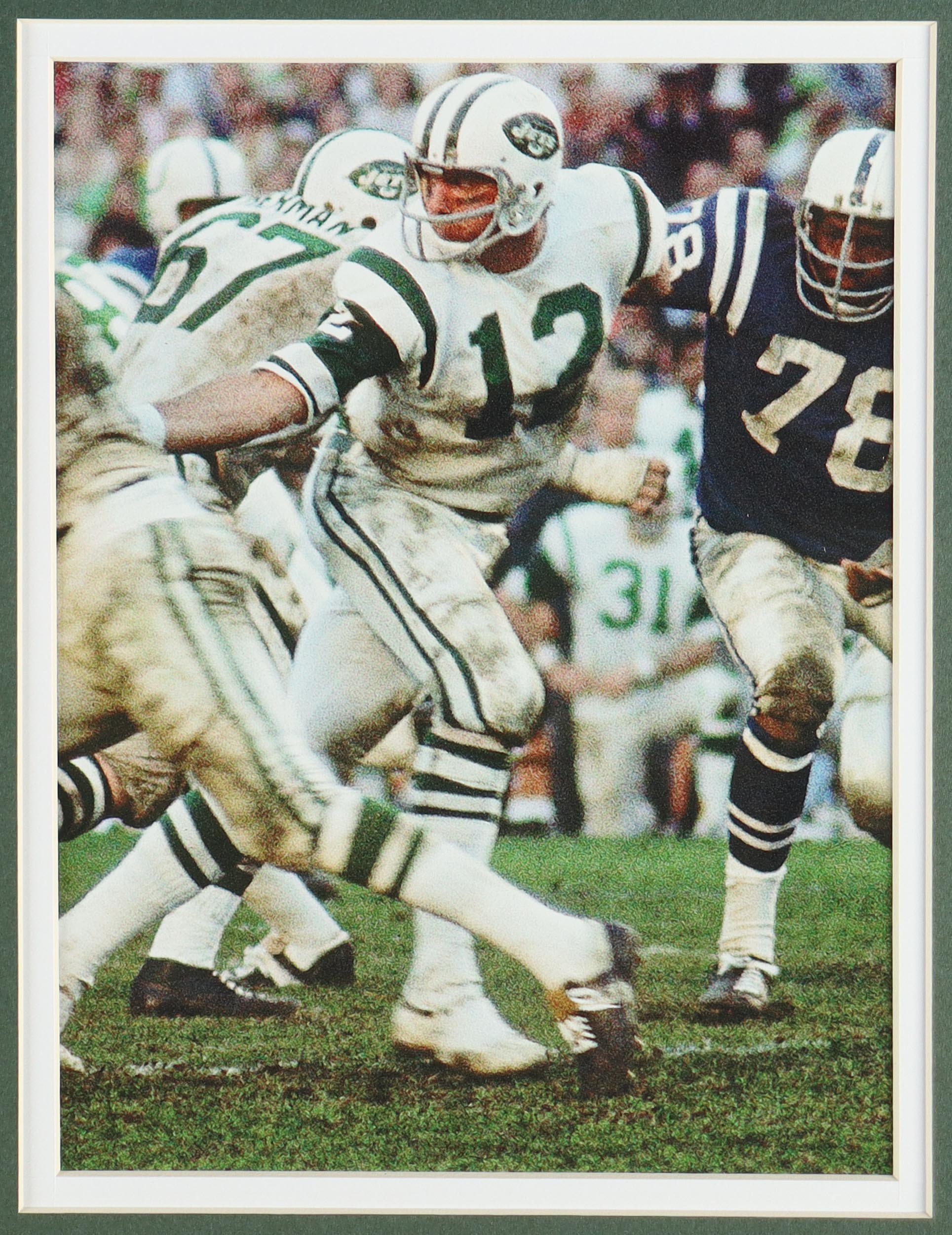 Joe Namath Signed Custom Framed Cut Display With Jersey & Official Super Bowl III Vintage Pin (PSA) at PristineAuction.com Joe Namath Signed Custom Framed Cut Display With Jersey & Official Super Bowl III Vintage Pin (PSA) at PristineAuction.com