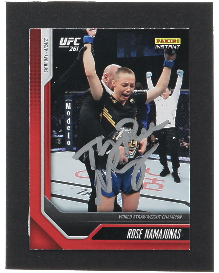 "Thug" Rose Namajunas Signed 2021 Panini Instant UFC #9 (Beckett) at PristineAuction.com "Thug" Rose Namajunas Signed 2021 Panini Instant UFC #9 (Beckett) at PristineAuction.com