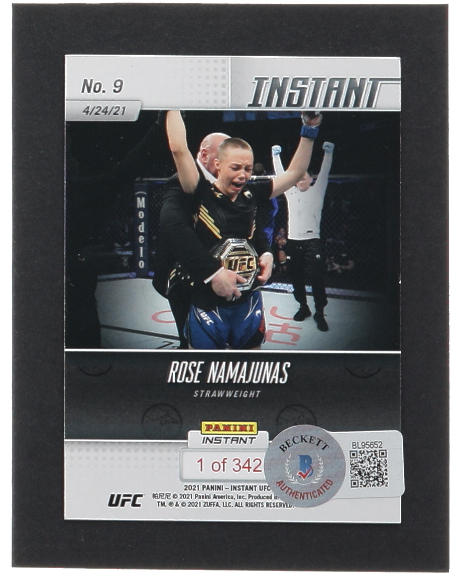 "Thug" Rose Namajunas Signed 2021 Panini Instant UFC #9 (Beckett) at PristineAuction.com "Thug" Rose Namajunas Signed 2021 Panini Instant UFC #9 (Beckett) at PristineAuction.com