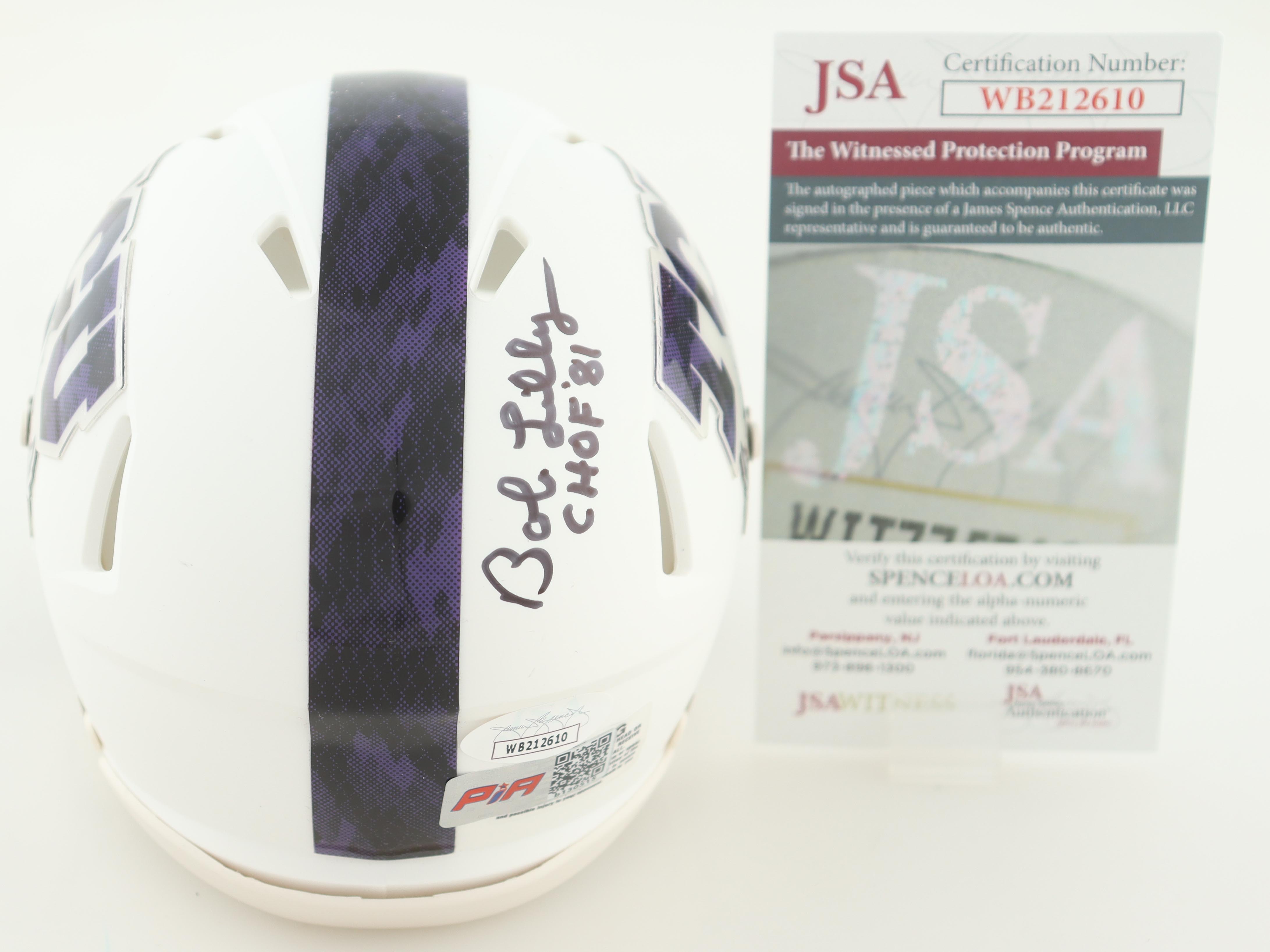 Bob Lilly Signed TCU Horned Frogs Speed Mini Helmet Inscribed "CHOF '81" (JSA) at PristineAuction.com Bob Lilly Signed TCU Horned Frogs Speed Mini Helmet Inscribed "CHOF '81" (JSA) at PristineAuction.com