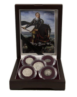 Set of (5) "Thirty Years" Coins with Deluxe Wooden Display Box at PristineAuction.com