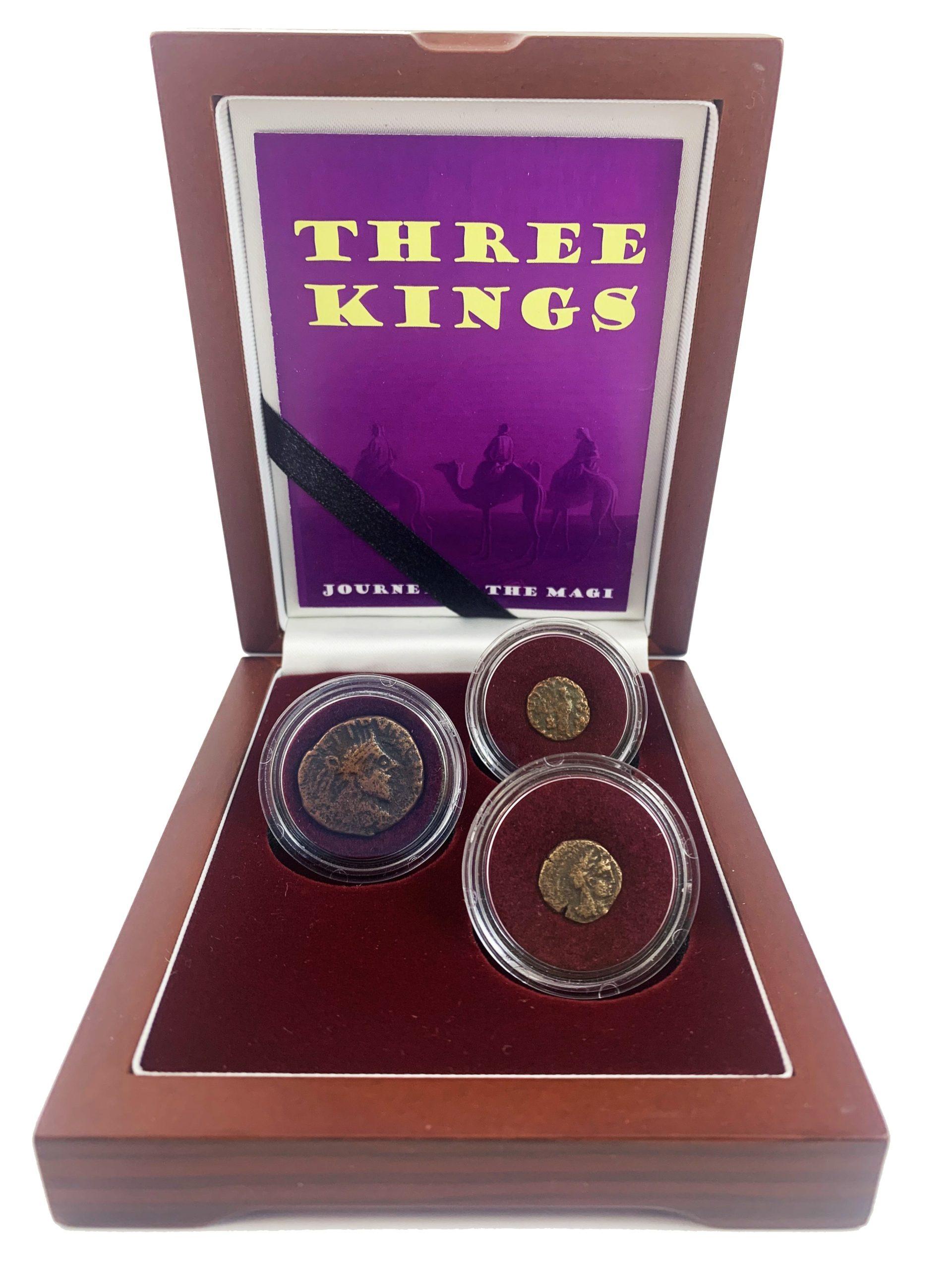 Set of (3) "Three Kings: Journey of the Magi" Coins with Deluxe Wooden Display Box at PristineAuction.com Set of (3) "Three Kings: Journey of the Magi" Coins with Deluxe Wooden Display Box at PristineAuction.com