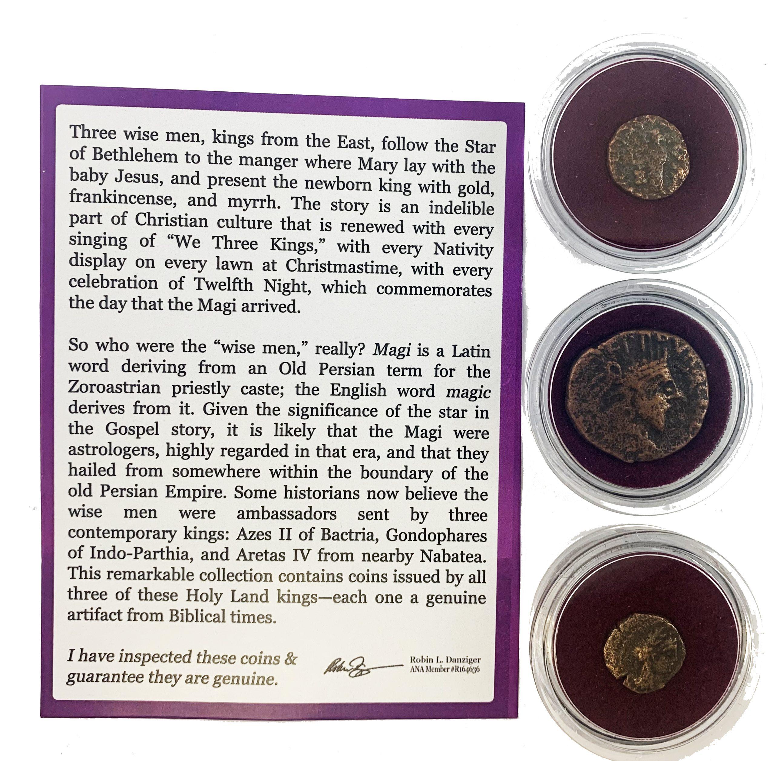 Set of (3) "Three Kings: Journey of the Magi" Coins with Deluxe Wooden Display Box at PristineAuction.com Set of (3) "Three Kings: Journey of the Magi" Coins with Deluxe Wooden Display Box at PristineAuction.com