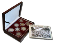 Set of (8) World War II "Triumph & Tragedy" Coins with Deluxe Wooden Display Box at PristineAuction.com
