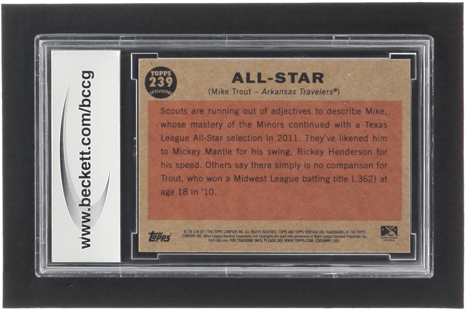 Mike Trout 2011 Topps Heritage Minors #239 SP RC (BCCG 9) at PristineAuction.com Mike Trout 2011 Topps Heritage Minors #239 SP RC (BCCG 9) at PristineAuction.com