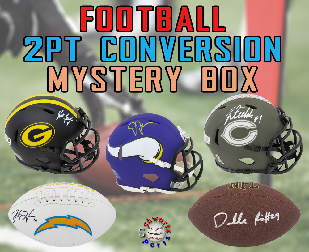 2-PT CONVERSION (1-Full Size Football & 1-Mini Helmet) Signed Mystery Box - Series 16 (Limited to 150) - Schwartz Sports at PristineAuction.com 2-PT CONVERSION (1-Full Size Football & 1-Mini Helmet) Signed Mystery Box - Series 16 (Limited to 150) - Schwartz Sports at PristineAuction.com