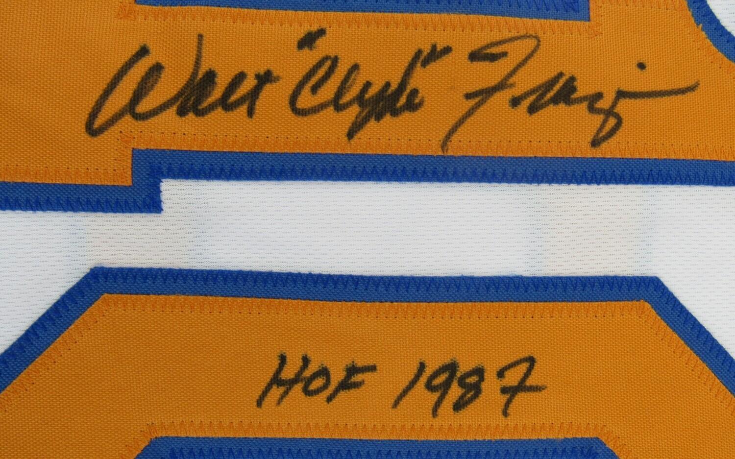 Walt Frazier Signed Jersey Inscribed "HOF 1987" (CX by Steiner) at PristineAuction.com Walt Frazier Signed Jersey Inscribed "HOF 1987" (CX by Steiner) at PristineAuction.com