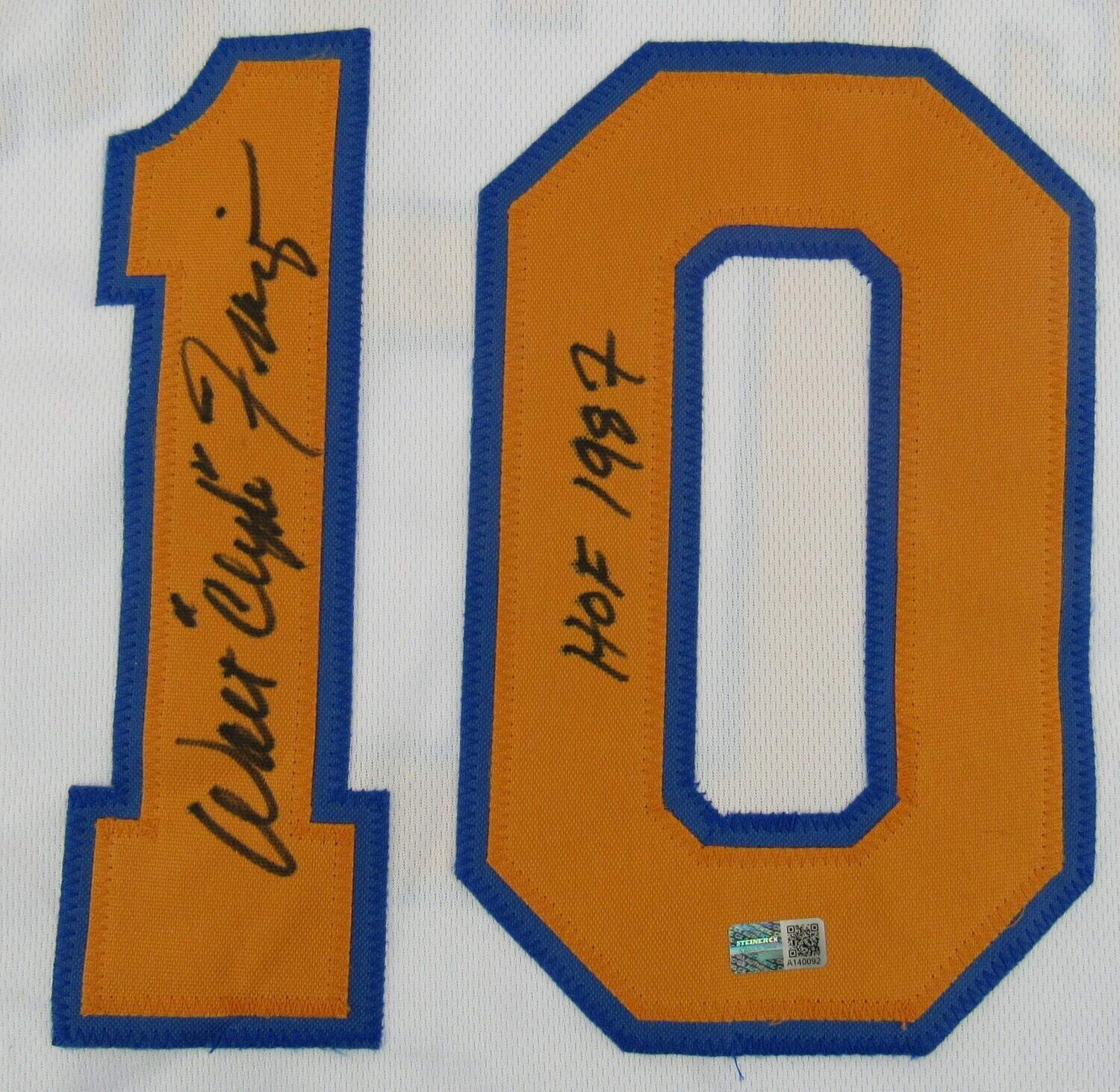 Walt Frazier Signed Jersey Inscribed "HOF 1987" (CX by Steiner) at PristineAuction.com Walt Frazier Signed Jersey Inscribed "HOF 1987" (CX by Steiner) at PristineAuction.com