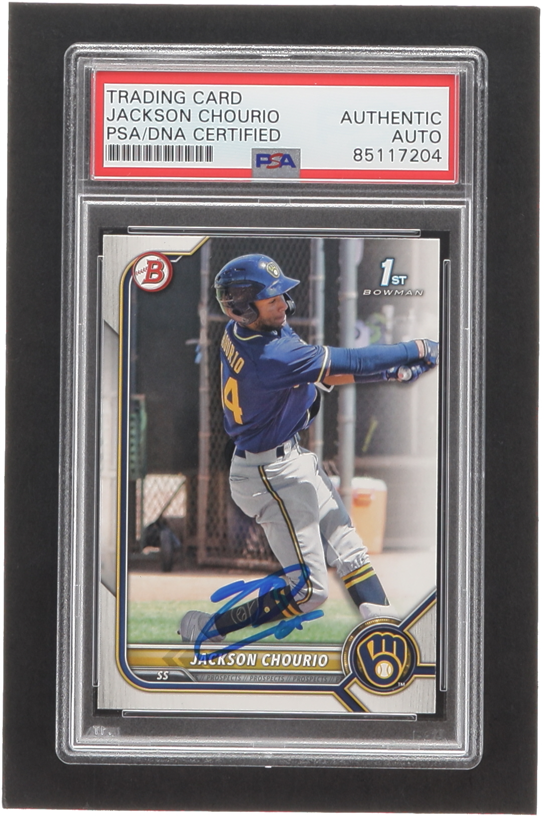 Jackson Chourio Signed 2022 Bowman Prospects #BP79 (PSA) at PristineAuction.com Jackson Chourio Signed 2022 Bowman Prospects #BP79 (PSA) at PristineAuction.com