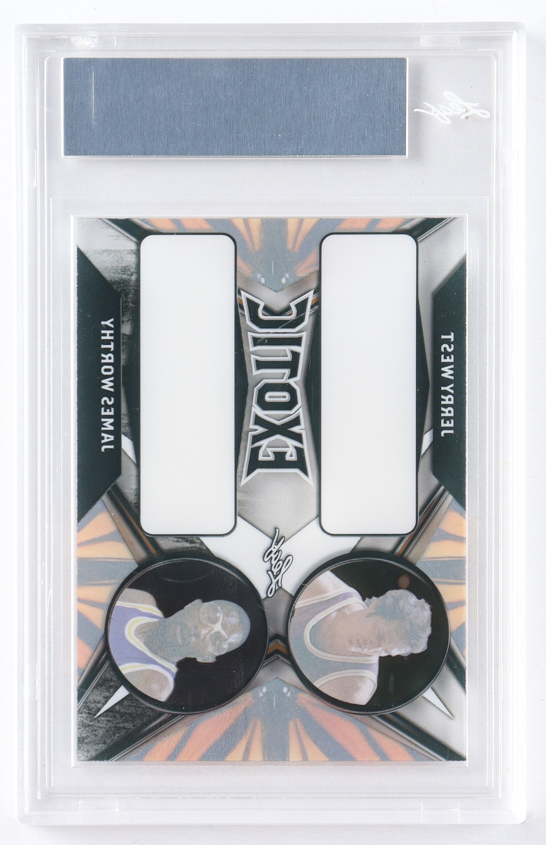 Jerry West / James Worthy 2022 Leaf Exotic Dual Pre-Production Proof Clear Butterfly #1/1 (Leaf) at PristineAuction.com Jerry West / James Worthy 2022 Leaf Exotic Dual Pre-Production Proof Clear Butterfly #1/1 (Leaf) at PristineAuction.com