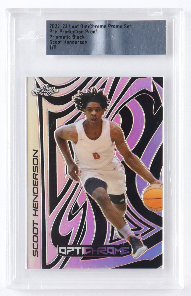 Scoot Henderson 2022 Leaf OptiChrome Promo Set Pre-Production Proof Prismatic Black RC #1/1 (Leaf)