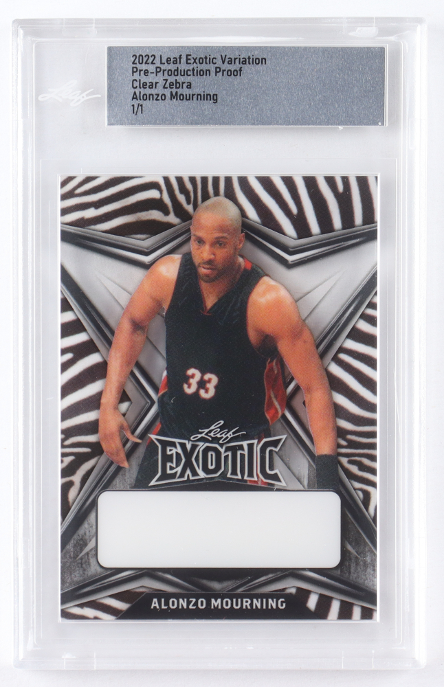 Alonzo Mourning 2022 Leaf Exotic Variation Pre-Production Proof Clear Zebra #1/1 (Leaf)