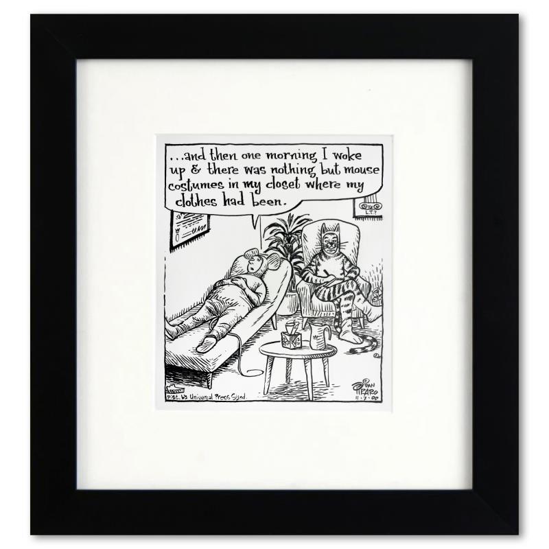 Dan Piraro Signed Bizarro "Cat and Mouse Therapy" 12x11 Custom Framed Original Pen & Ink Drawing (PA) at PristineAuction.com Dan Piraro Signed Bizarro "Cat and Mouse Therapy" 12x11 Custom Framed Original Pen & Ink Drawing (PA) at PristineAuction.com