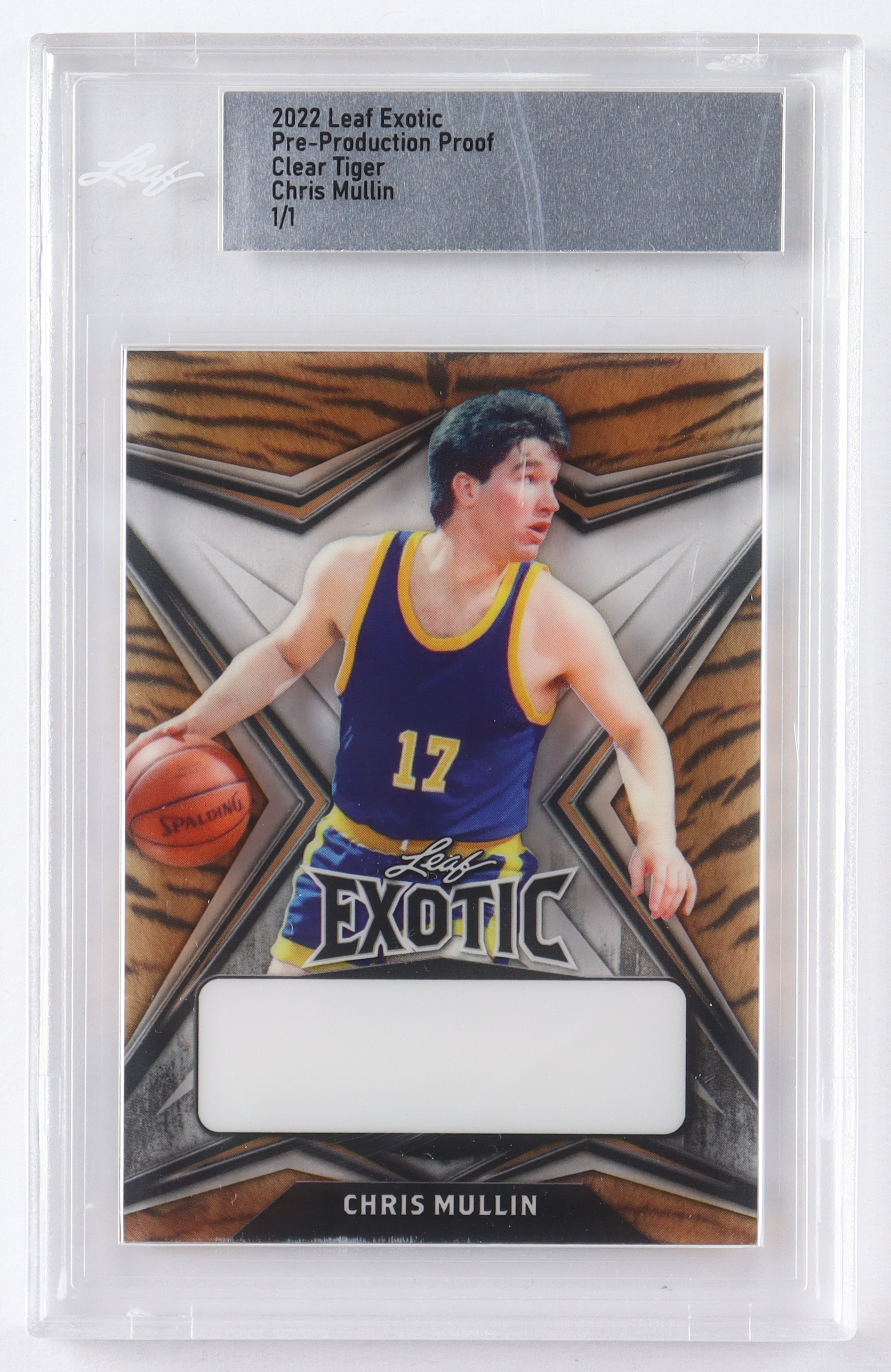 Chris Mullin 2022 Leaf Exotic Pre-Production Proof Clear Tiger #1/1 (Leaf) at PristineAuction.com Chris Mullin 2022 Leaf Exotic Pre-Production Proof Clear Tiger #1/1 (Leaf) at PristineAuction.com