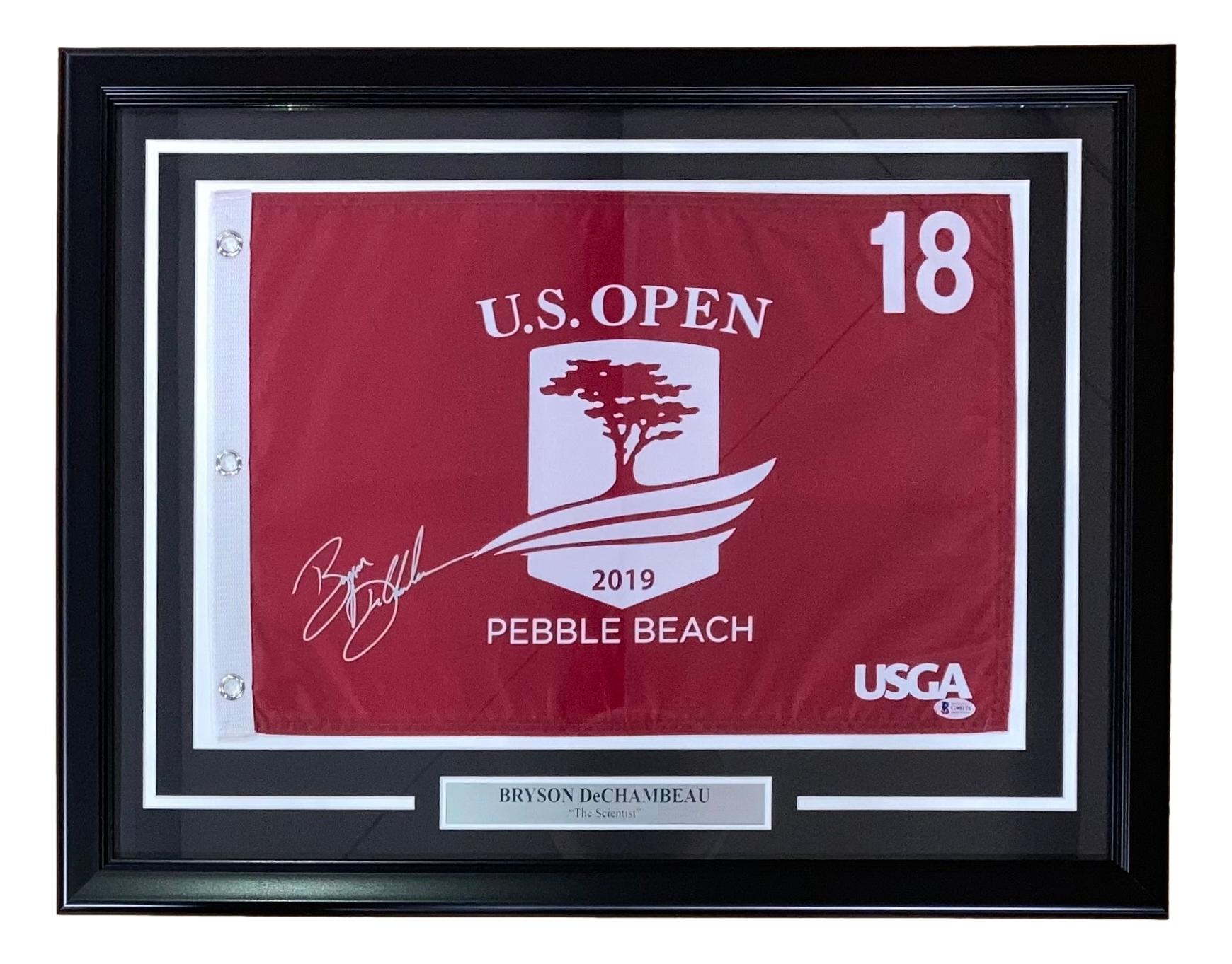 Bryson Dechambeau Signed 2019 US Open Custom Framed Golf Flag (Beckett) at PristineAuction.com Bryson Dechambeau Signed 2019 US Open Custom Framed Golf Flag (Beckett) at PristineAuction.com