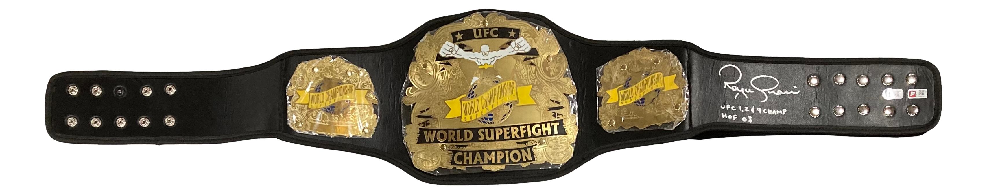 Garacibelt Rendon Royce Gracie Signed Full-Size UFC World Superfight Champion Belt ...