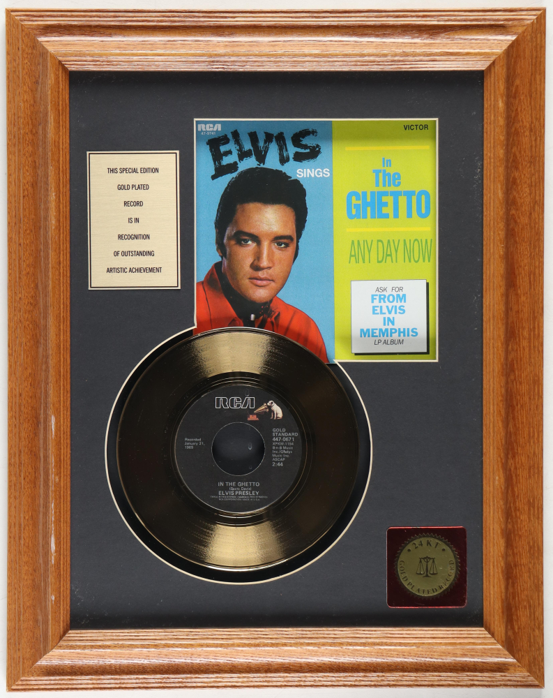 Elvis Presley "In The Ghetto" 15x19 Custom Framed Gold Plated Record ...