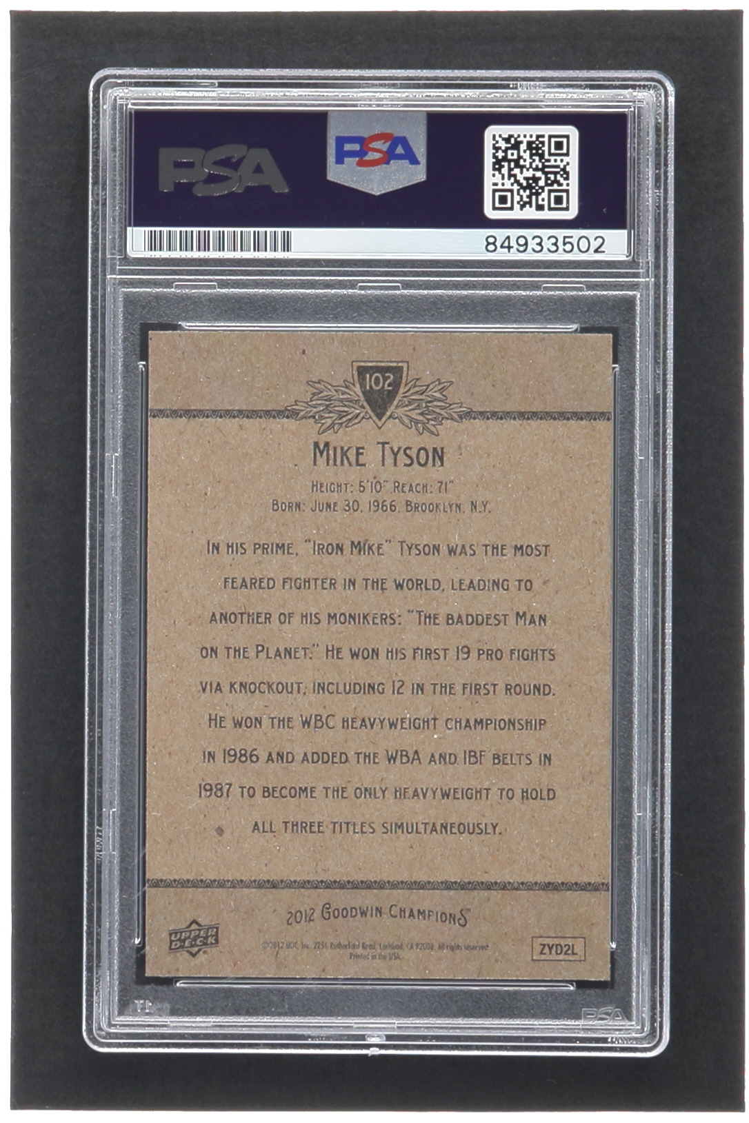 Mike Tyson Signed 2012 Upper Deck Goodwin Champions #102 (PSA) at PristineAuction.com Mike Tyson Signed 2012 Upper Deck Goodwin Champions #102 (PSA) at PristineAuction.com