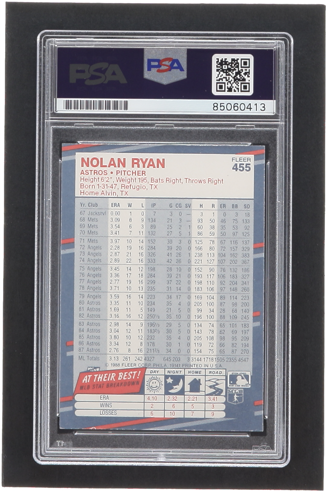 Nolan Ryan Signed 1988 Fleer #455 Inscribed "The Ryan Express" (PSA) at PristineAuction.com Nolan Ryan Signed 1988 Fleer #455 Inscribed "The Ryan Express" (PSA) at PristineAuction.com