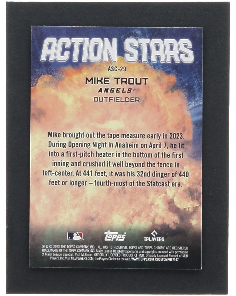 Mike Trout 2023 Topps Chrome Update Action Stars #ASC29 at PristineAuction.com Mike Trout 2023 Topps Chrome Update Action Stars #ASC29 at PristineAuction.com