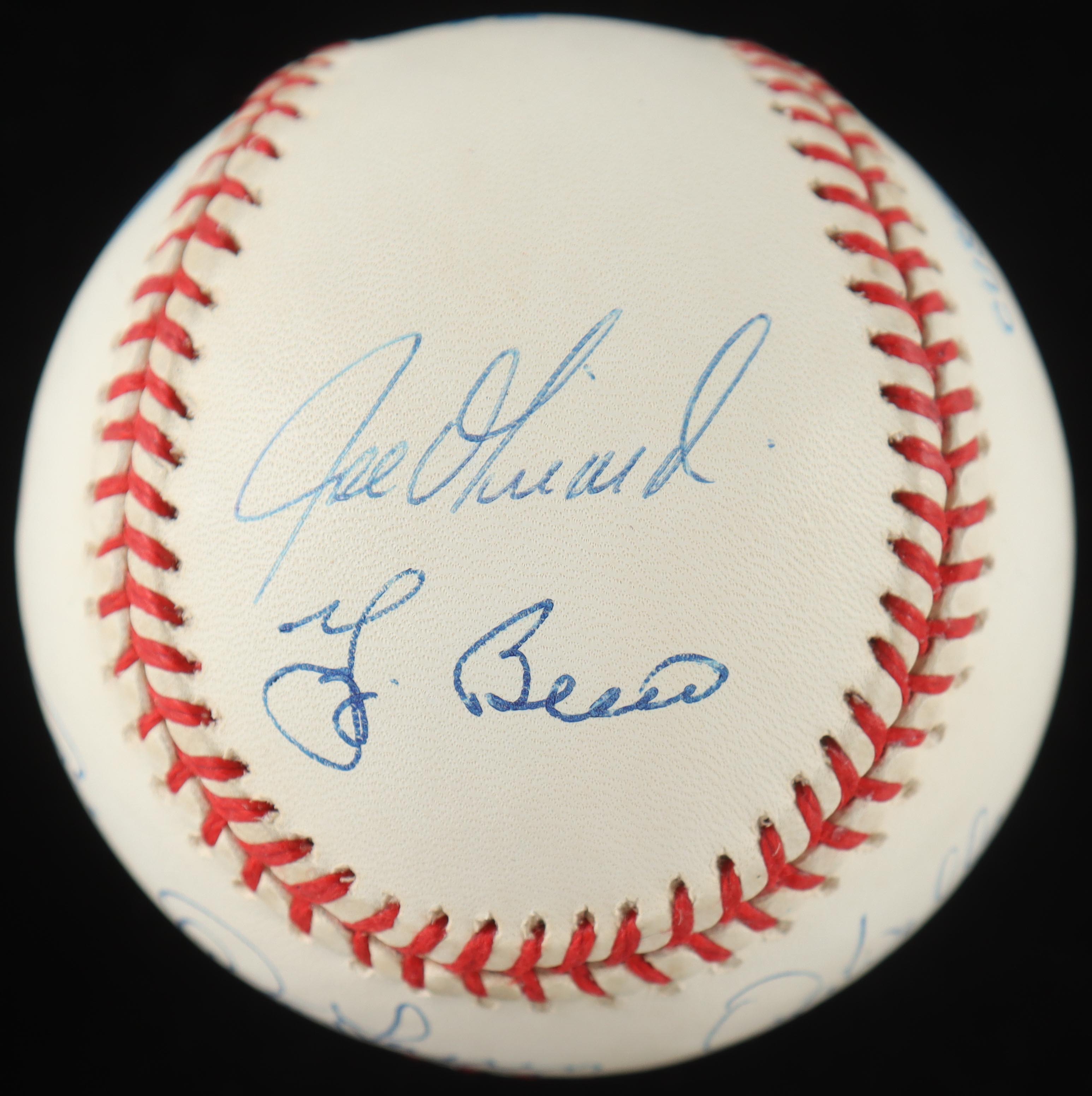 Perfect Game Pitchers & Catchers OAL Baseball Signed by (6) with Don Larsen, Yogi Berra, David Cone, Joe Girardi, Dave Wells with Perfect Game Stat Inscriptions (Stacks of Plaques) at PristineAuction.com Perfect Game Pitchers & Catchers OAL Baseball Signed by (6) with Don Larsen, Yogi Berra, David Cone, Joe Girardi, Dave Wells with Perfect Game Stat Inscriptions (Stacks of Plaques) at PristineAuction.com