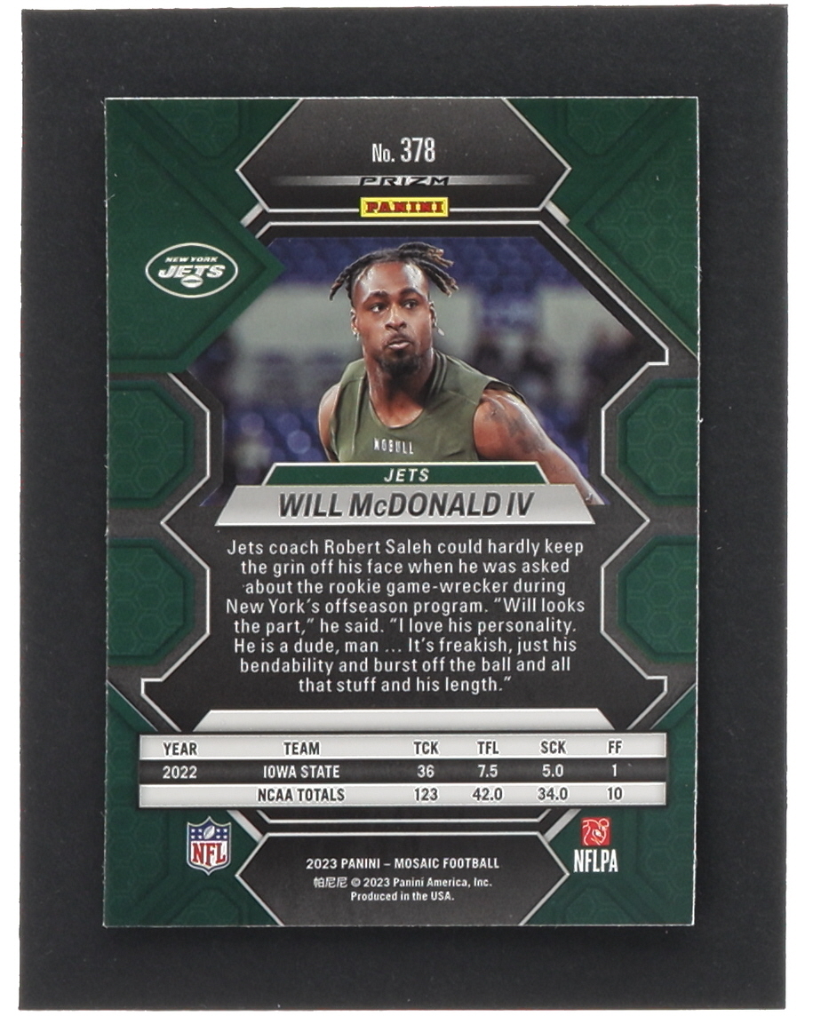 Will McDonald IV 2023 Panini Mosaic Mosaic No Huddle Silver #378 RC at PristineAuction.com Will McDonald IV 2023 Panini Mosaic Mosaic No Huddle Silver #378 RC at PristineAuction.com