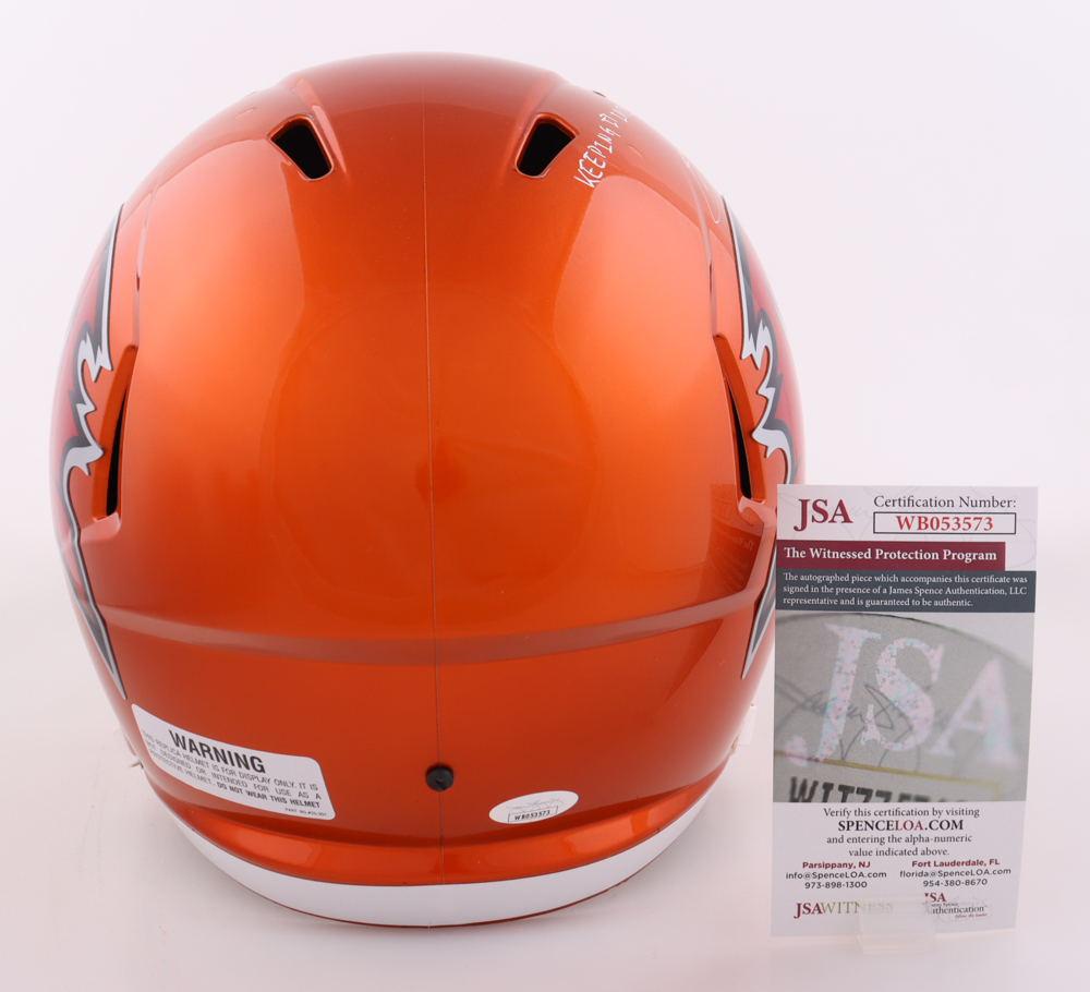 Jake Camarda Signed Buccaneers Full-Size Flash Alternate Speed Helmet Inscribed "Keeping It Inside The 20" (JSA) at PristineAuction.com Jake Camarda Signed Buccaneers Full-Size Flash Alternate Speed Helmet Inscribed "Keeping It Inside The 20" (JSA) at PristineAuction.com