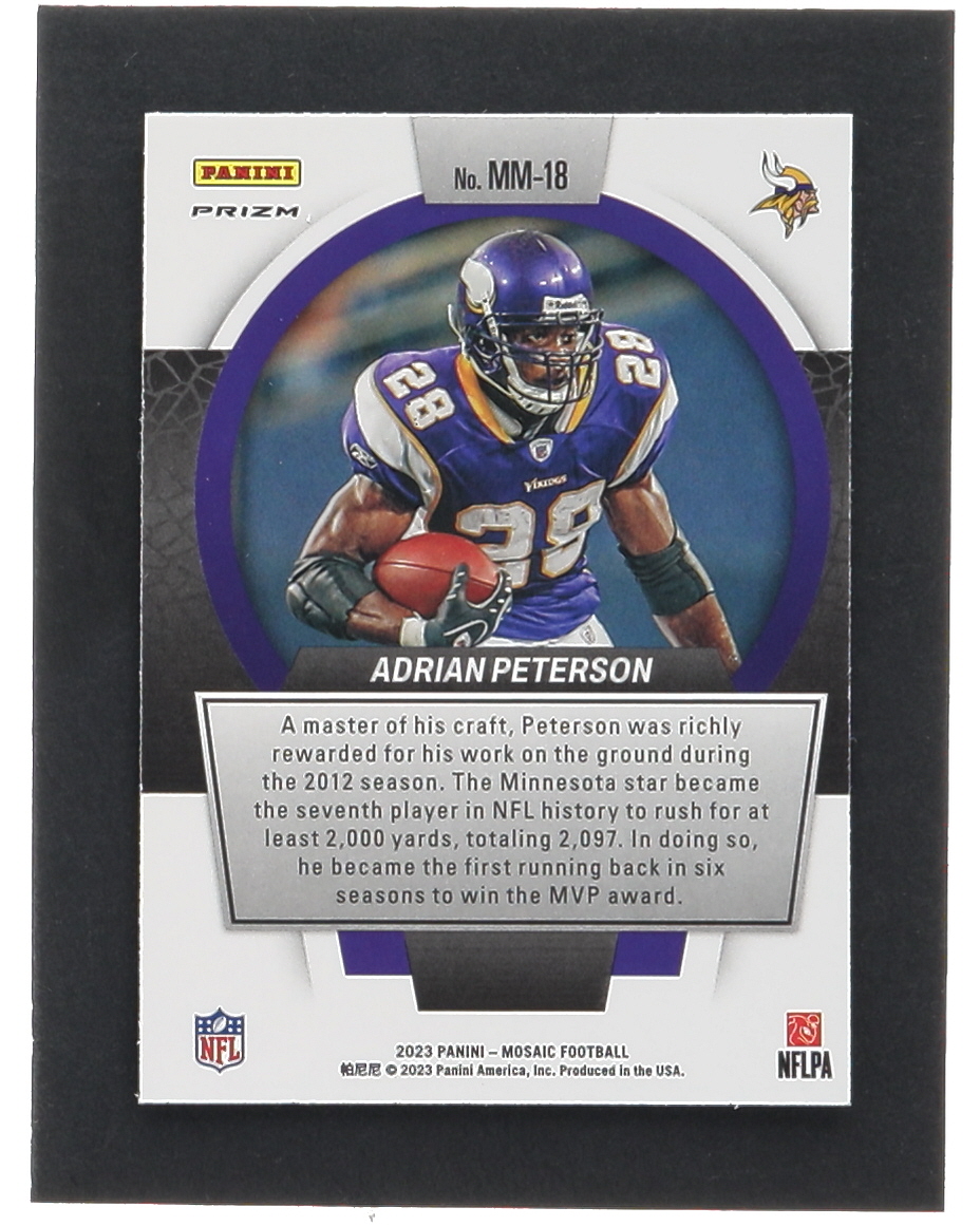Adrian Peterson 2023 Panini Mosaic Men of Mastery Mosaic #18 at PristineAuction.com Adrian Peterson 2023 Panini Mosaic Men of Mastery Mosaic #18 at PristineAuction.com