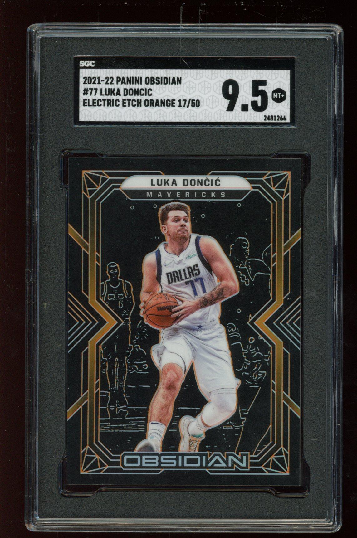 Luka Doncic 2021-22 Panini Obsidian Electric Etch Orange #77 #17/50 (SGC 9.5) at PristineAuction.com Luka Doncic 2021-22 Panini Obsidian Electric Etch Orange #77 #17/50 (SGC 9.5) at PristineAuction.com