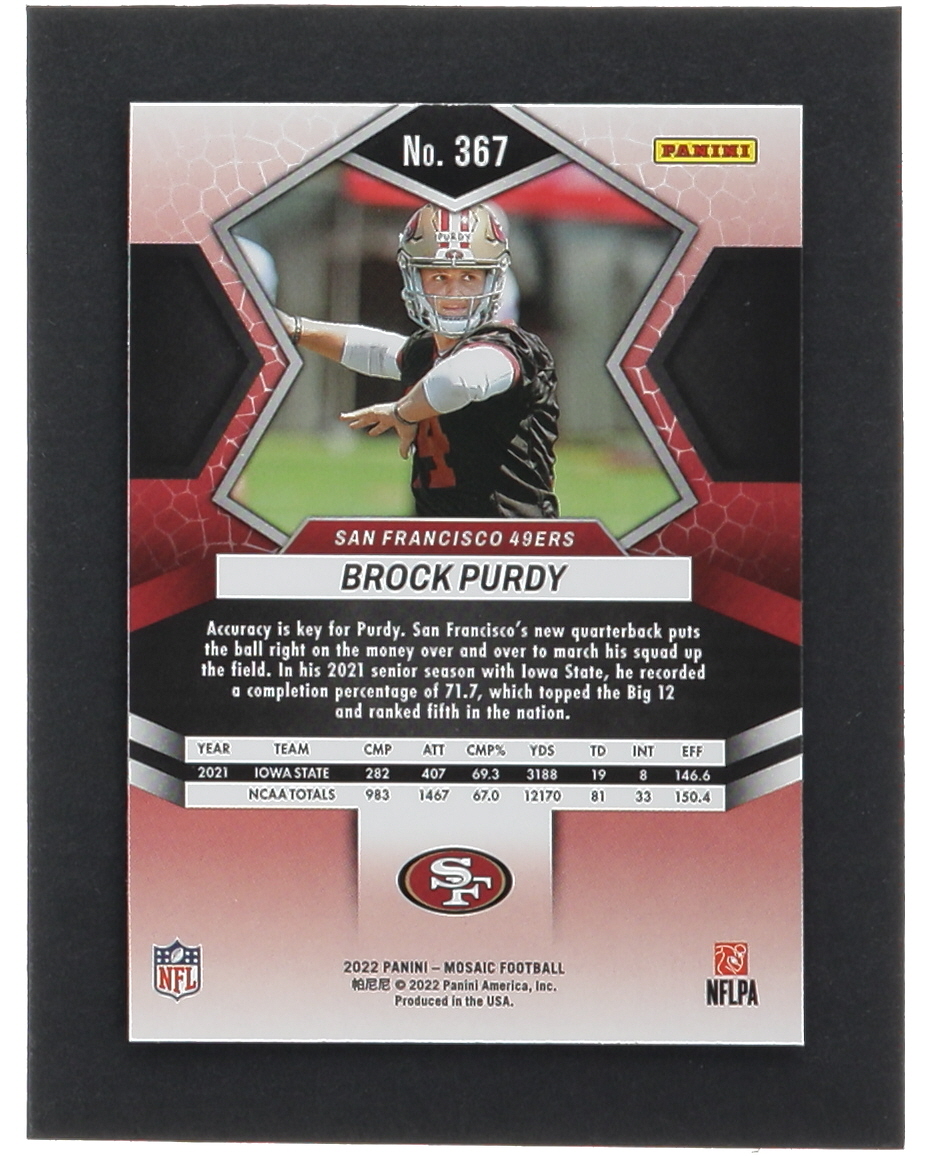 Brock Purdy 2022 Panini Mosaic #367 RC at PristineAuction.com Brock Purdy 2022 Panini Mosaic #367 RC at PristineAuction.com