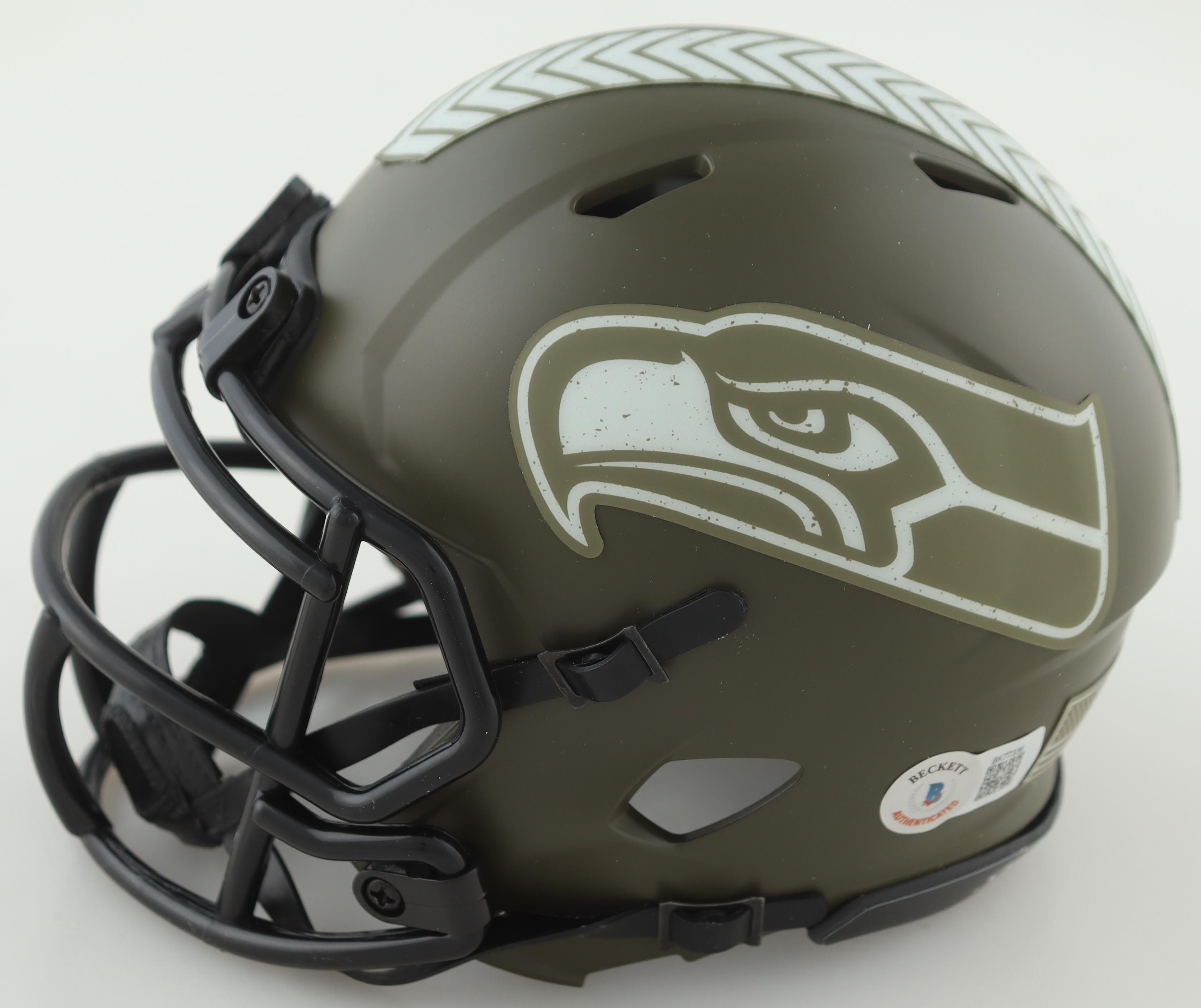Tariq Woolen Signed Seahawks Salute To Service Alternate Speed Mini Helmet (Beckett) at PristineAuction.com Tariq Woolen Signed Seahawks Salute To Service Alternate Speed Mini Helmet (Beckett) at PristineAuction.com