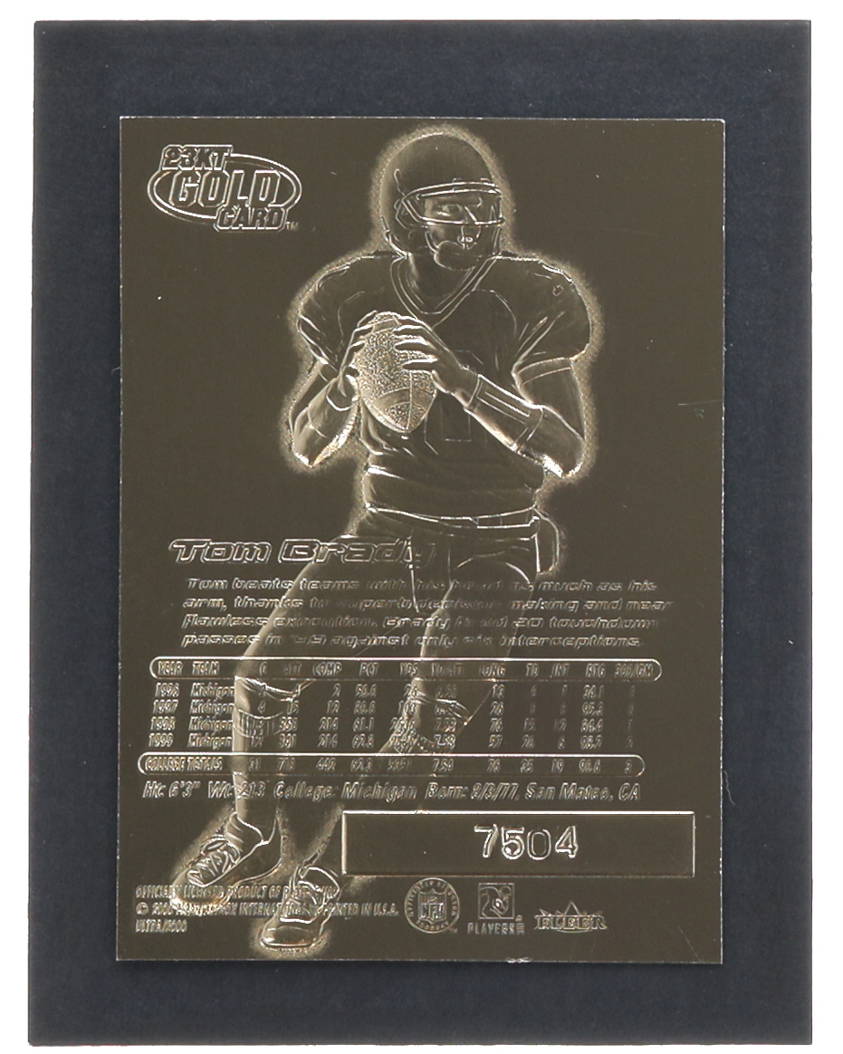 Tom Brady 2000 Fleer Ultra 23Kt Gold Blue Metallic Signature Series RC at PristineAuction.com Tom Brady 2000 Fleer Ultra 23Kt Gold Blue Metallic Signature Series RC at PristineAuction.com