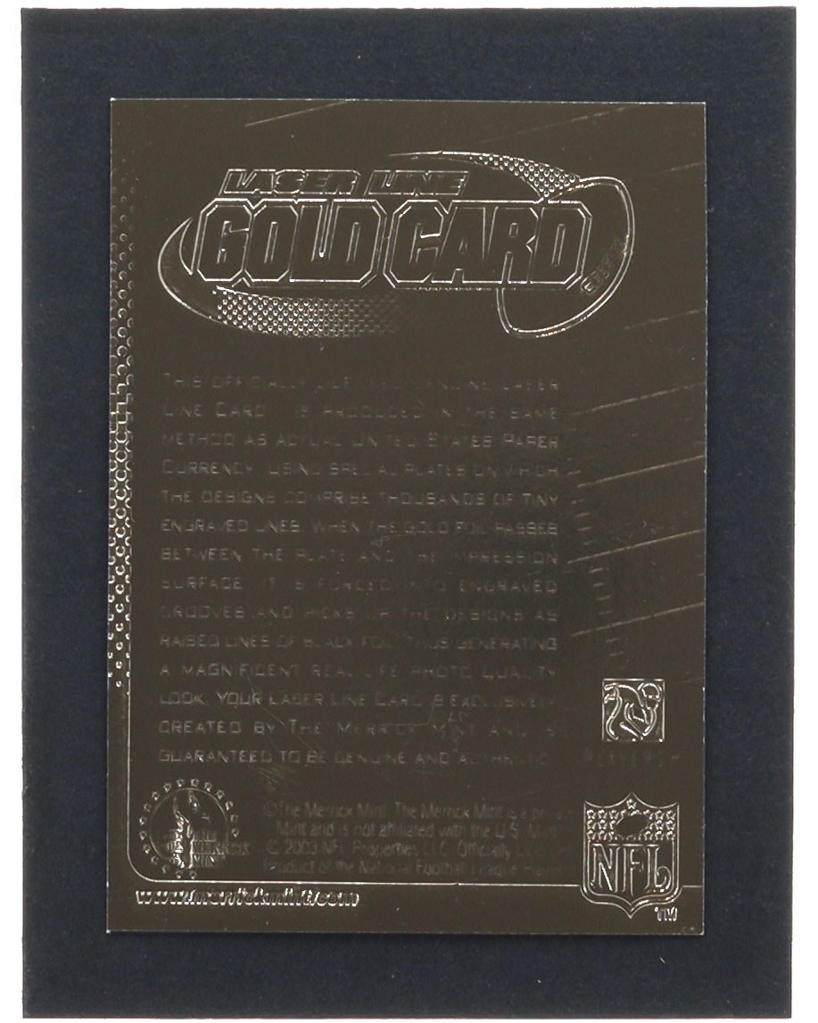 Tom Brady 2003 Merrick Mint Laser Line 23Kt Gold Card at PristineAuction.com Tom Brady 2003 Merrick Mint Laser Line 23Kt Gold Card at PristineAuction.com